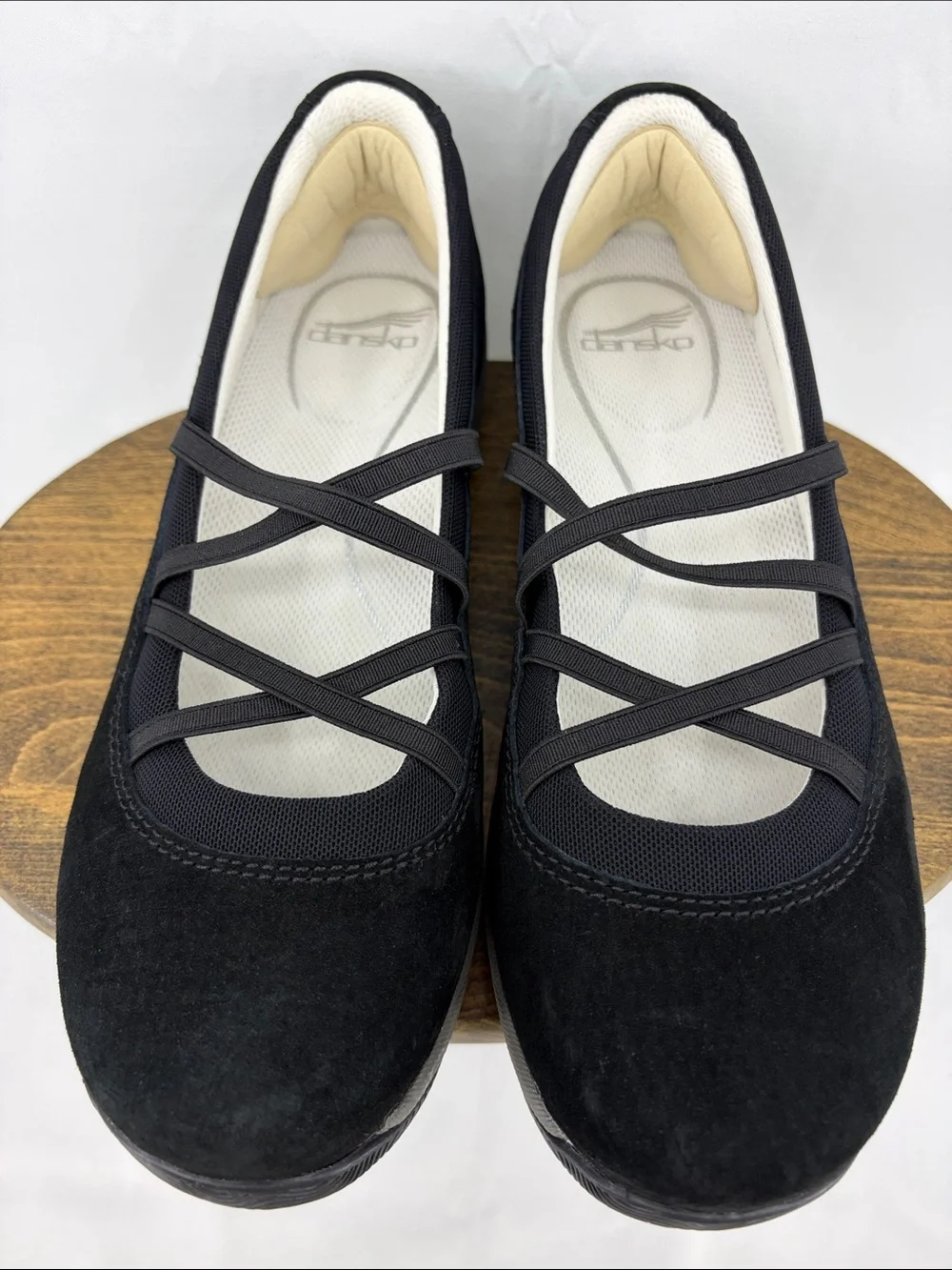 Dansko Womens Harper Slip-on Black Suede Strappy Mary Jane Sneakers, sz 39